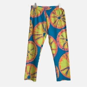 No Boundaries Neon Tie Dye Sunbursts Design Leggings. Size Small (3-5).